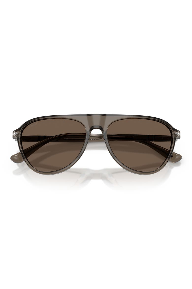 57mm Pilot Sunglasses, Alternate, color, OPAL SMOKE / DARK BROWN