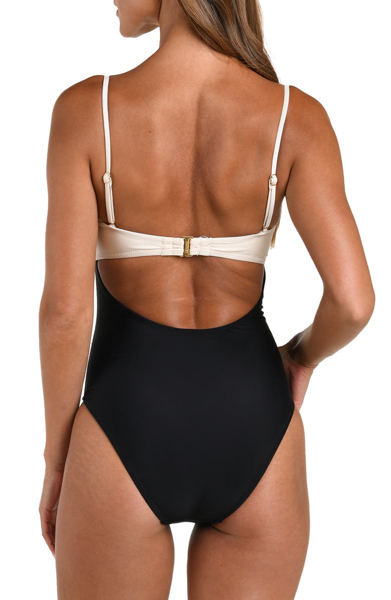 L'AGENCE Emilia Colorblock Bandeau One-Piece Swimsuit, Alternate, color, Black
