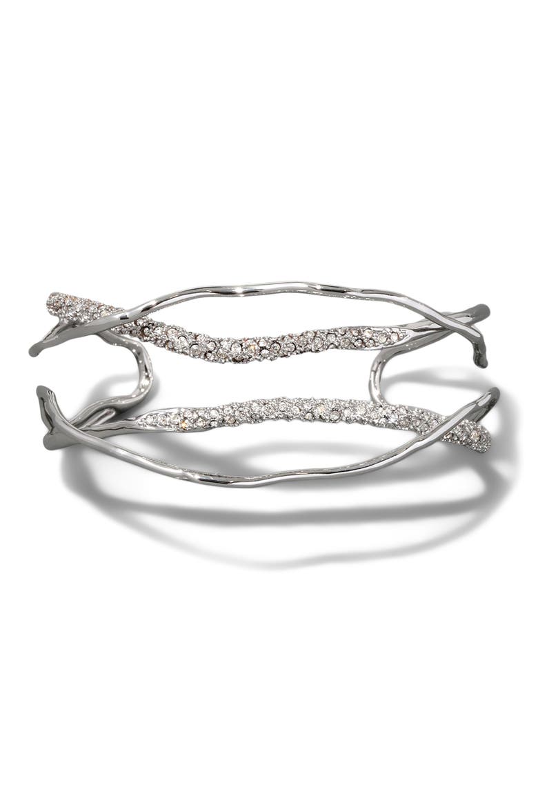 Solanales Crystal Cuff Bracelet, Alternate, color, SILVER/ CRYSTALS