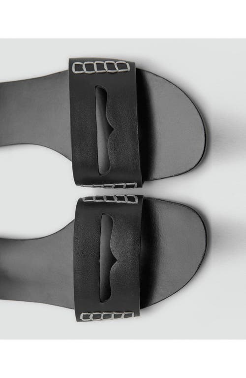 Mango Leather Sticth Detail Cut Out Sandals In Animal Print