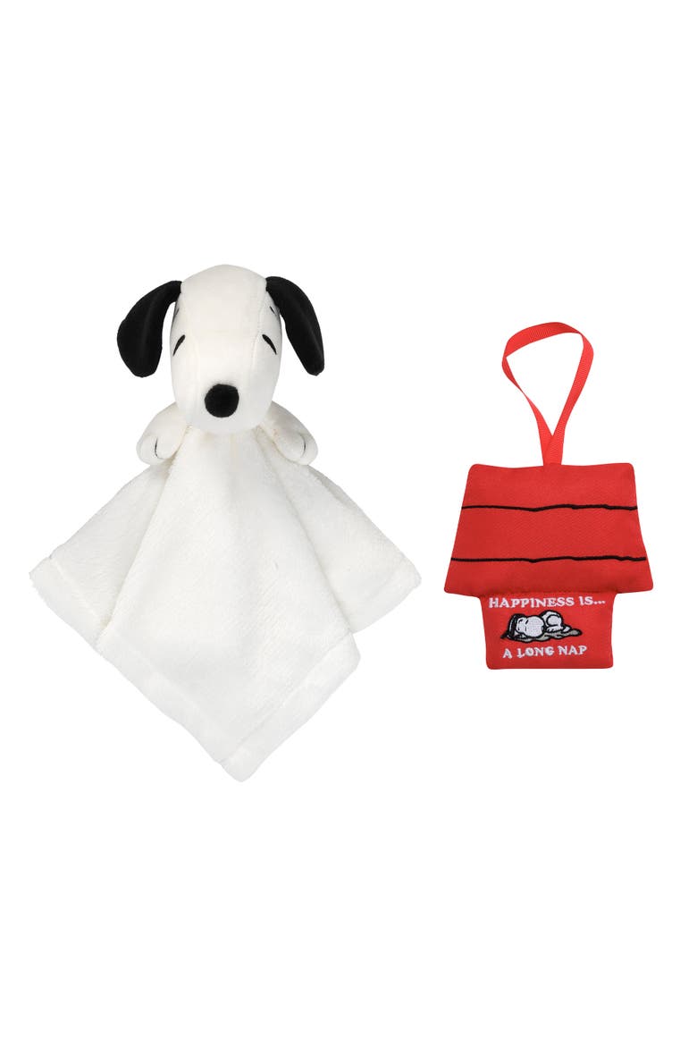 Snoopy Plush Security Blanket/Lovey & Door Pillow Gift Set, Main, color, White