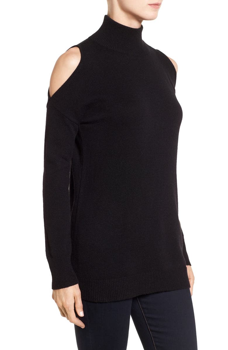 Halogen<sup>®</sup> Cold Shoulder Turtleneck Sweater, Main, color,