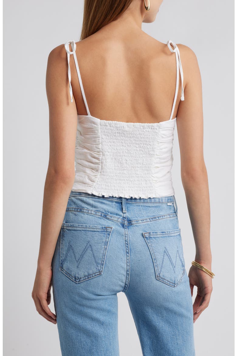 Tie Strap Linen Blend Tank, Alternate, color, WHITE