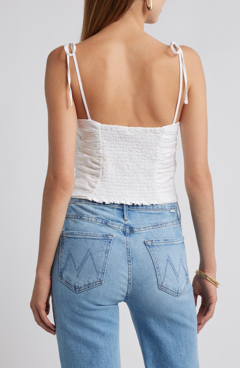 Open Edit Tie Strap Linen Blend Tank, Alternate, color, White