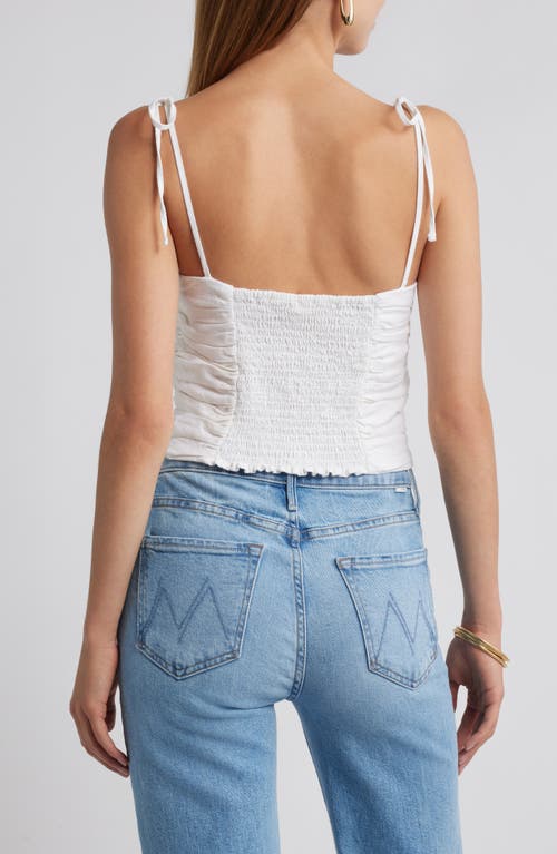 Open Edit Tie Strap Linen Blend Tank In White