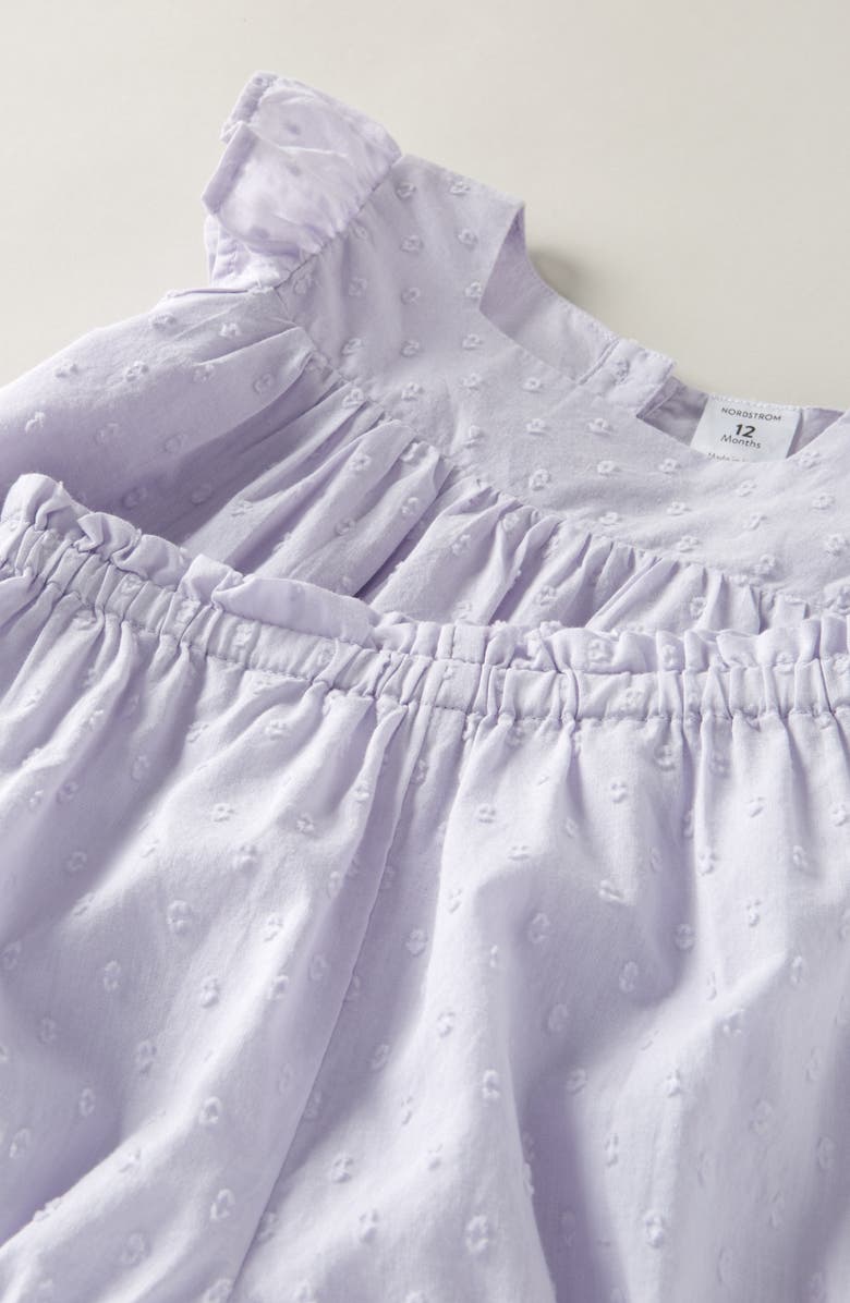 Nordstrom Square Neck Cotton Flutter Top & Shorts Set, Alternate, color, Purple Calluna