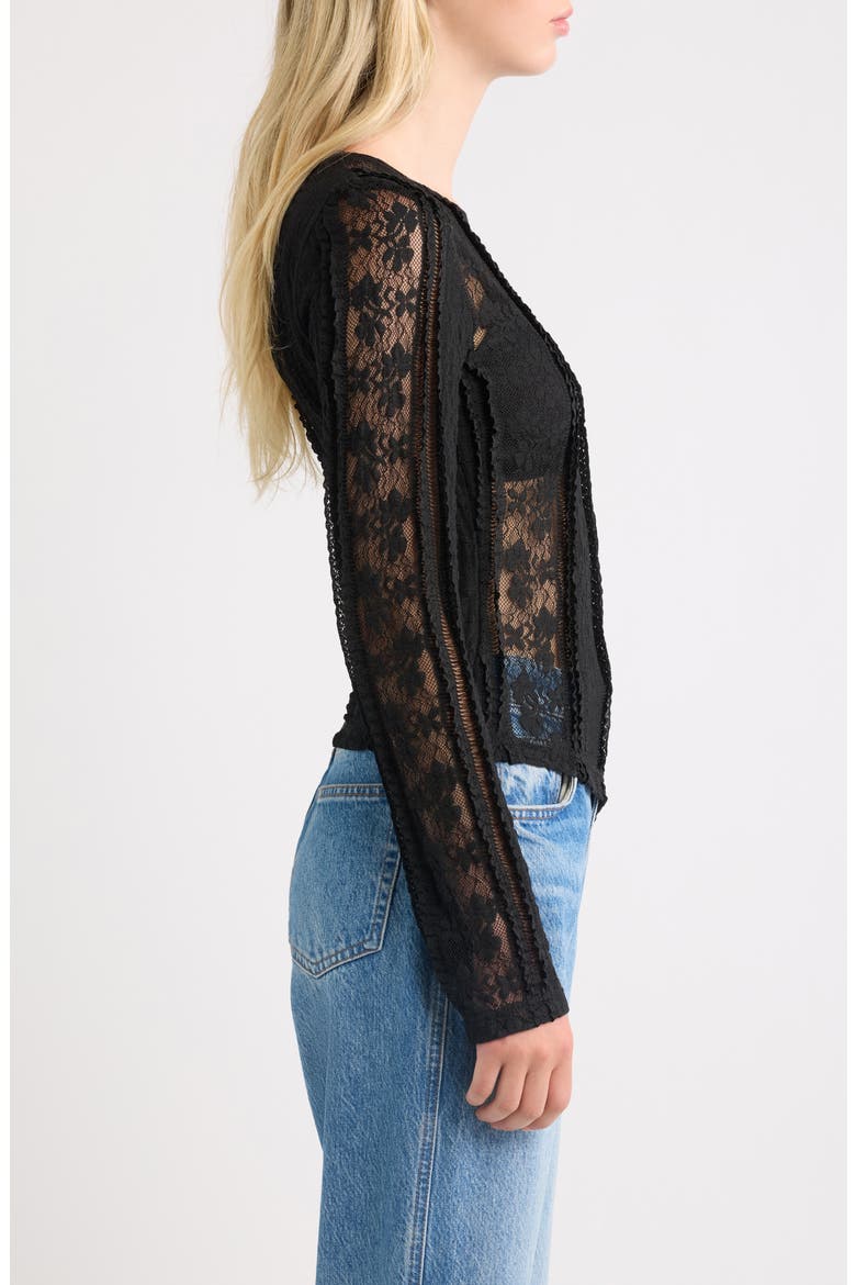 Lace Asymmetric Hem Top, Alternate, color, BLACK