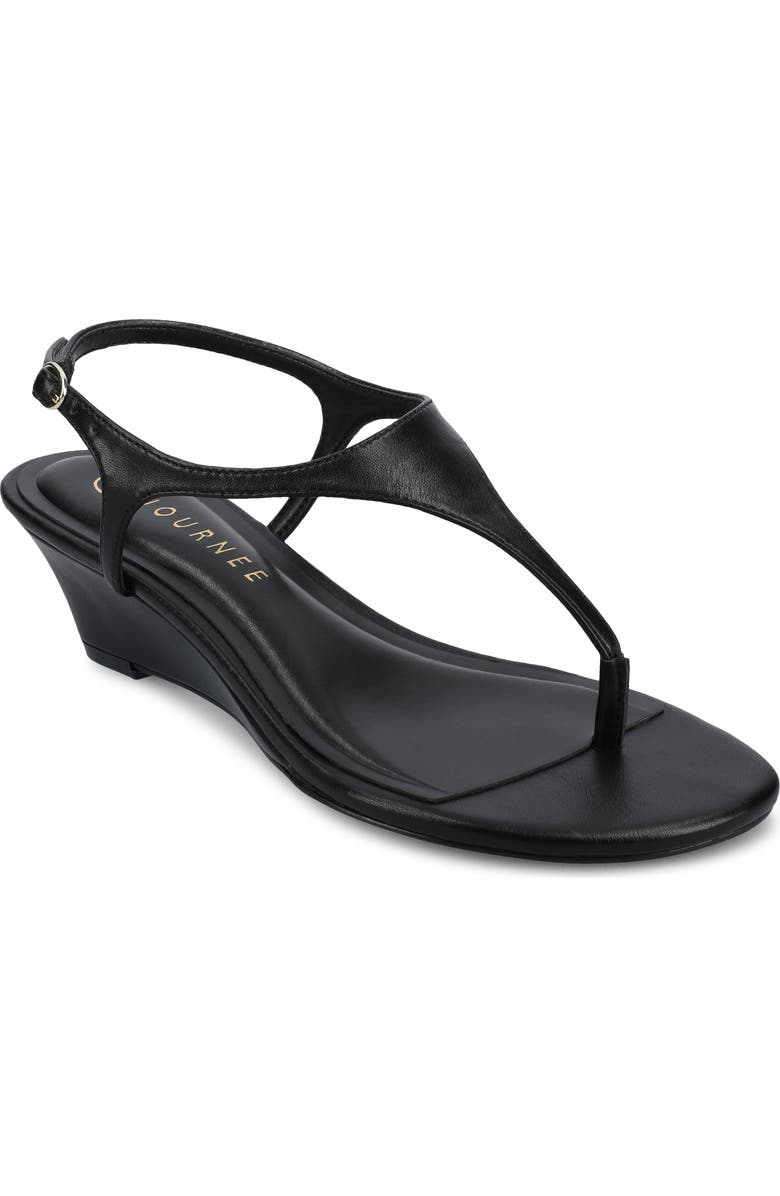 Journee Collection Kathryn Wedge Slingback Sandal, Main, color, Black