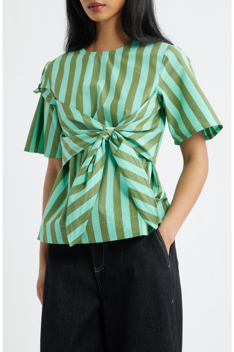 Estelle Stripe Tie Waist Top, Main, color, AQUA