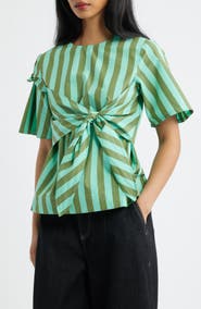 Damson Madder Estelle Stripe Tie Waist Top