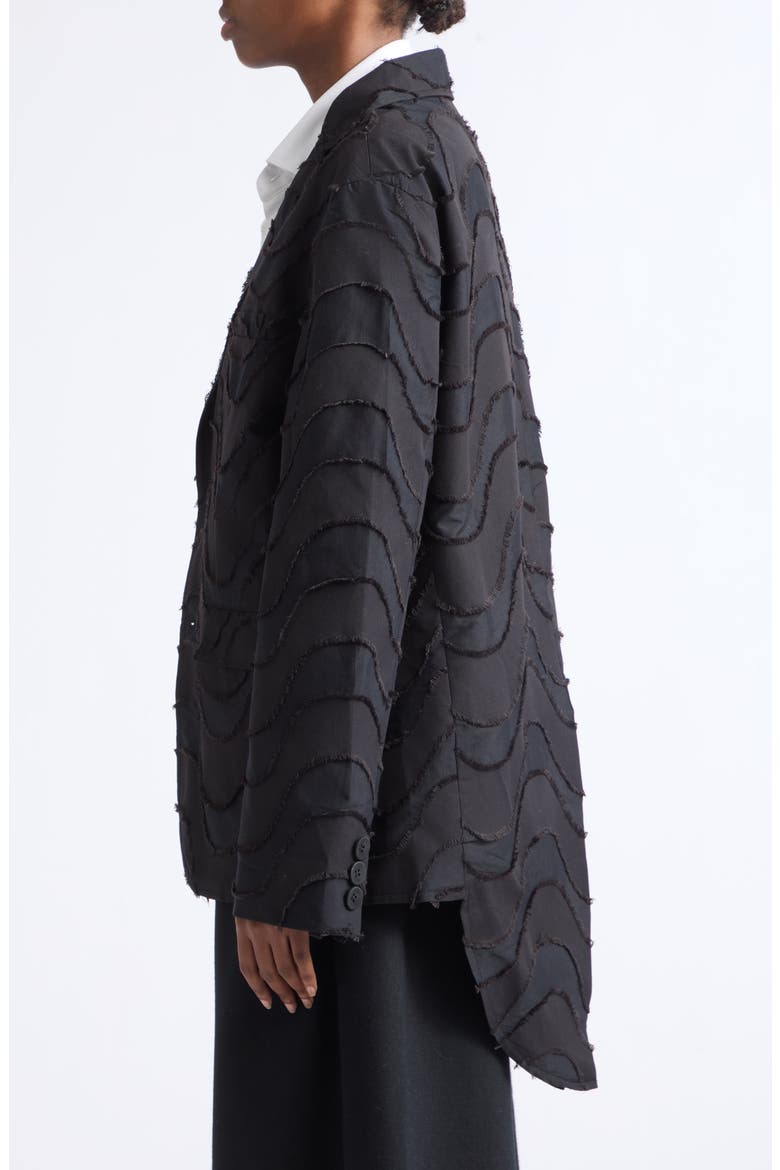 Single Breasted Jacquard Tailcoat Jacket, Alternate, color, BLACK