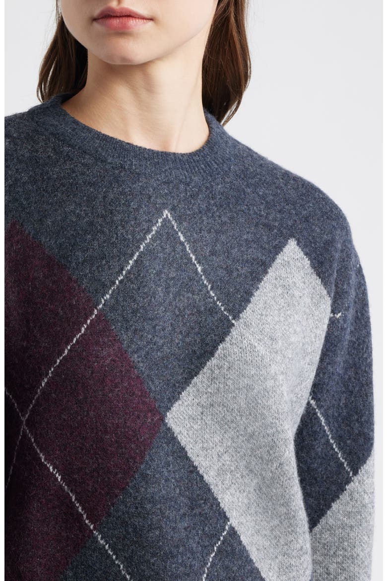 Rombon Argyle Sweater, Alternate, color, MEDIUM HEATHER GREY
