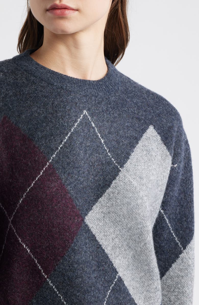 MANGO Rombon Argyle Sweater, Alternate, color, Medium Heather Grey