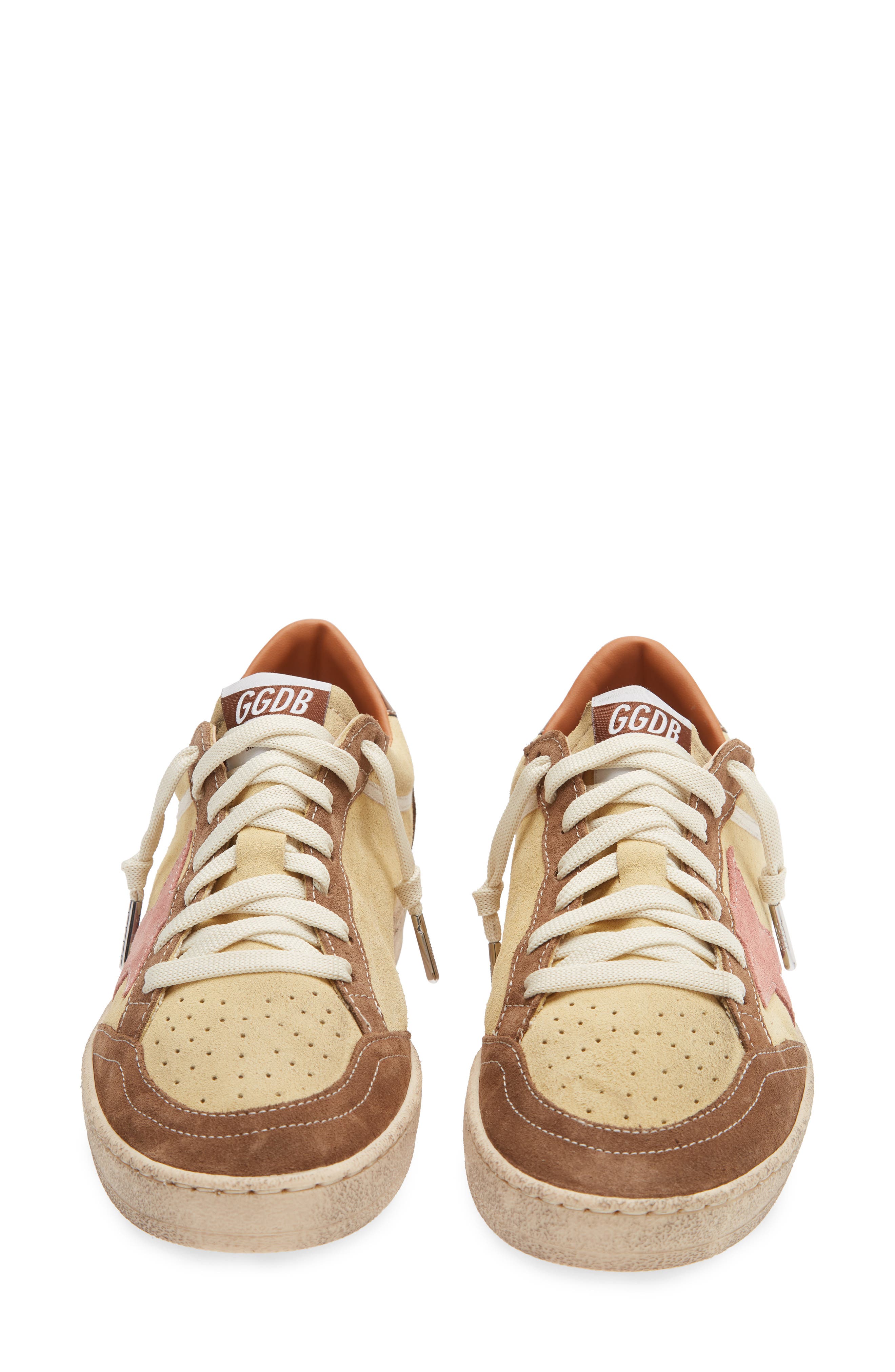 Suede Ball Star Sneaker, Alternate, color, YELLOW/ BEIGE/ PINK/ BRONZE