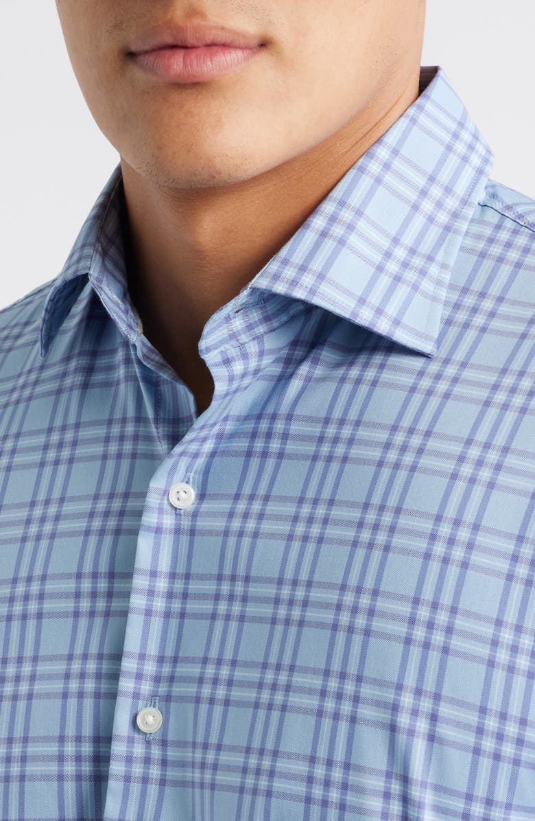 Peter Millar Brevard Crown Lite Plaid Performance Button-Up Shirt, Alternate, color, Ruddy Blue