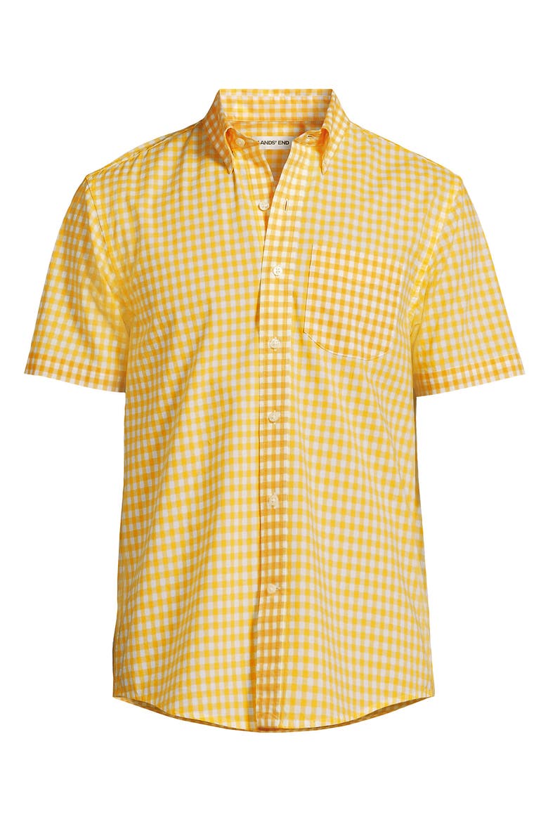 Short Sleeve Essential Lightweight Poplin, Alternate, color, Goldenrod Gingham