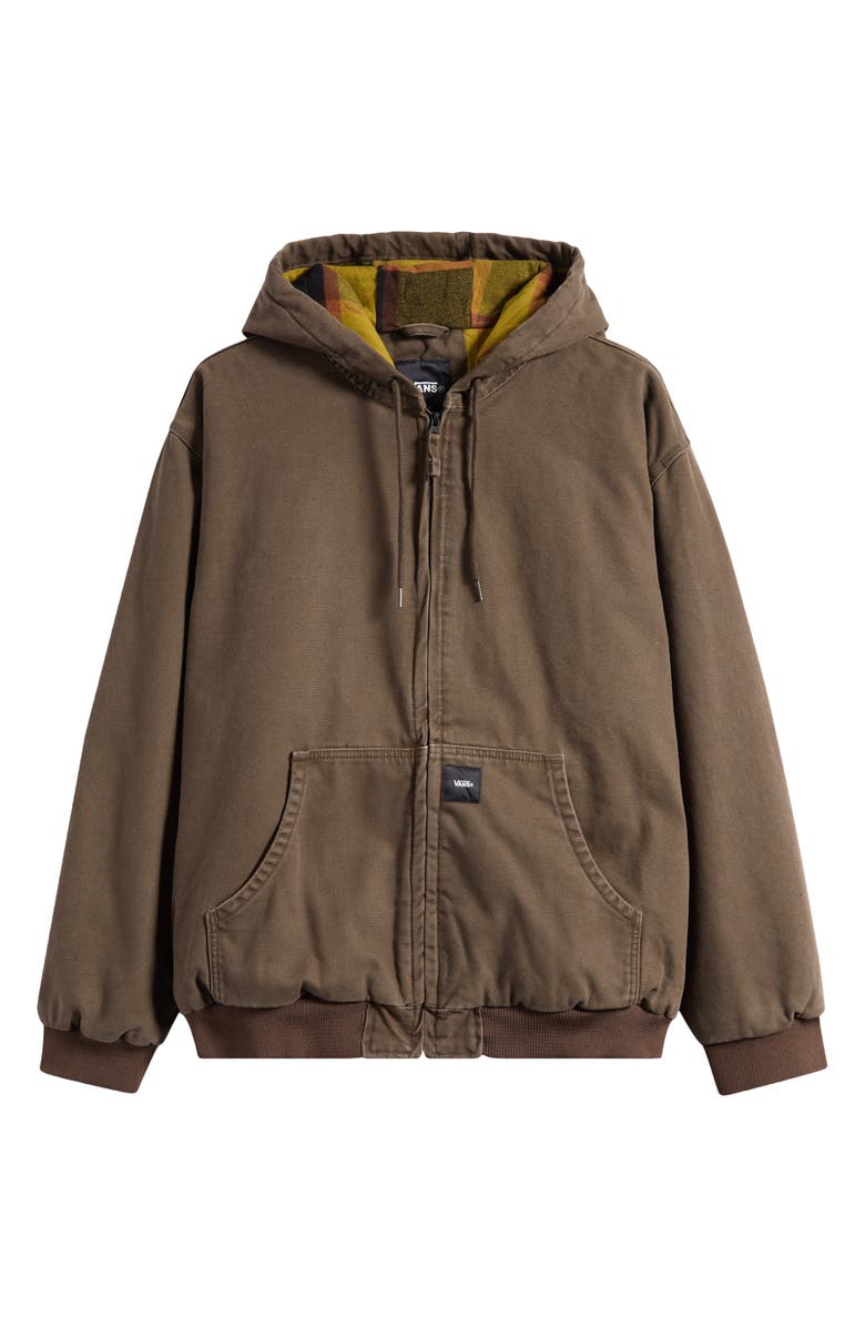 Vans Eli Workwear Canvas Zip-Up Hooded Jacket, Main, color, Coal Brown