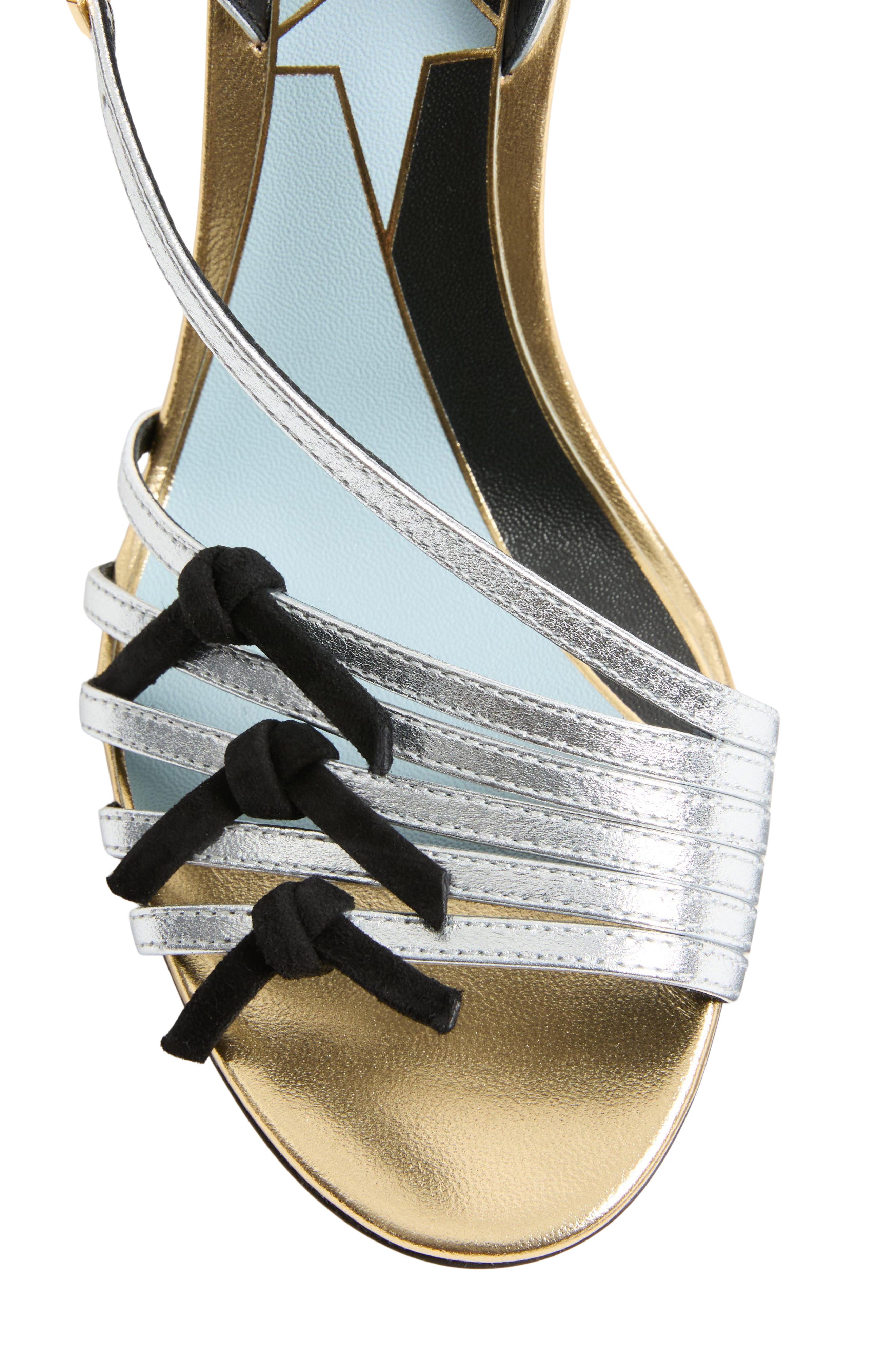 Valentino Garavani Metallic Ankle Strap Sandal, Alternate, color, Silver Multi