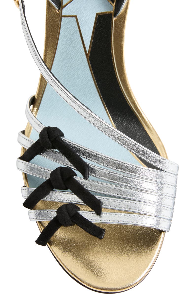 Valentino Garavani Metallic Ankle Strap Sandal, Alternate, color, Silver Multi