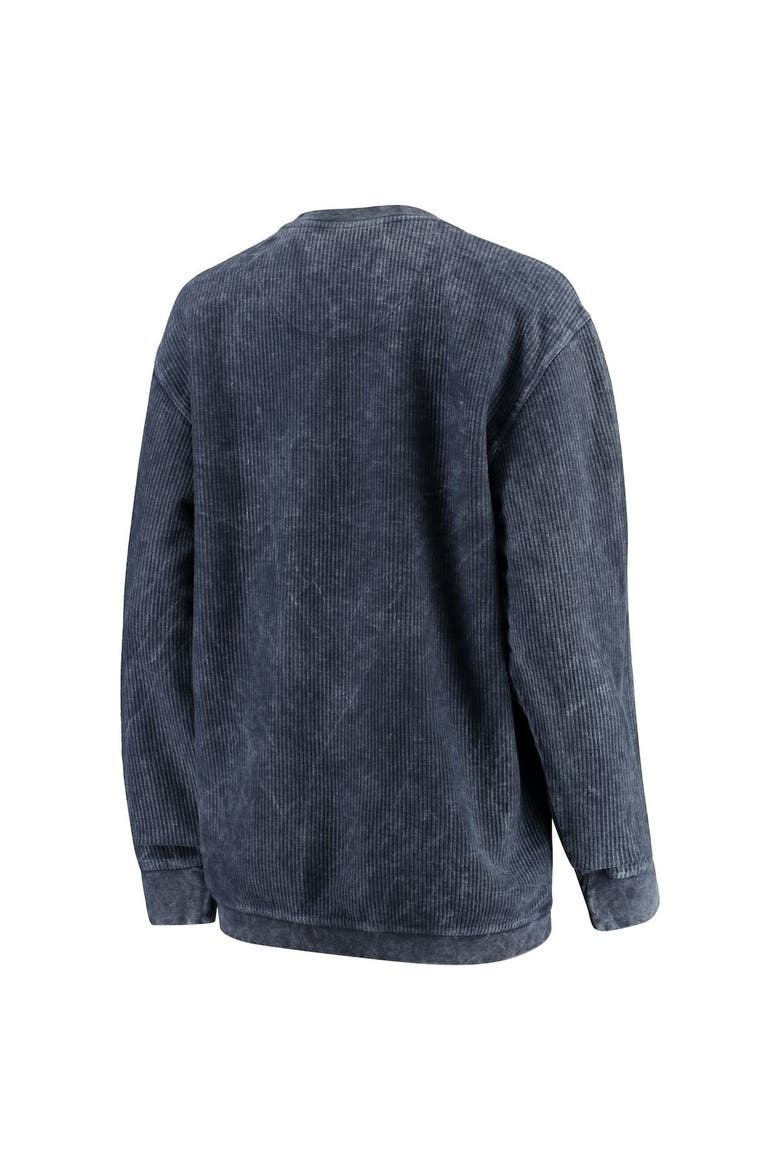 Women's Pressbox Navy Ole Miss Rebels Comfy Cord Vintage Wash Basic Arch Pullover Sweatshirt, Alternate, color, Navy