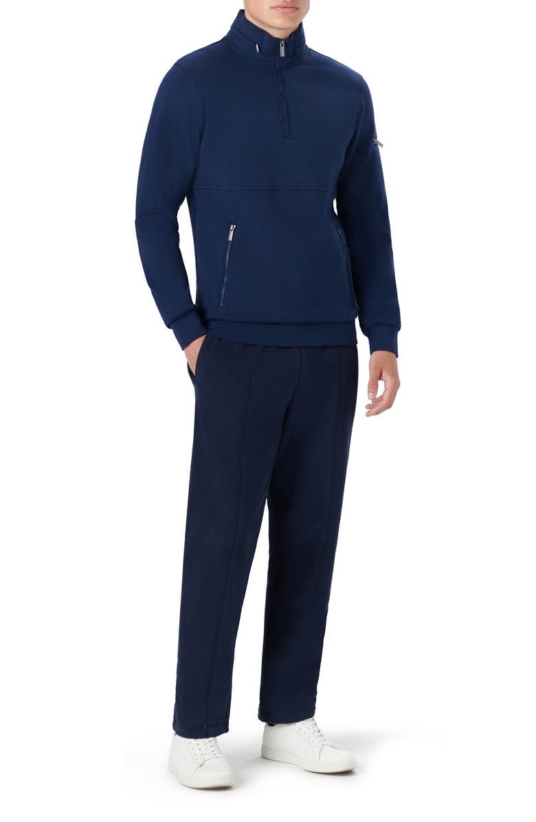 Bugatchi Quarter Zip Stretch Cotton Sweatshirt, Alternate, color, Navy