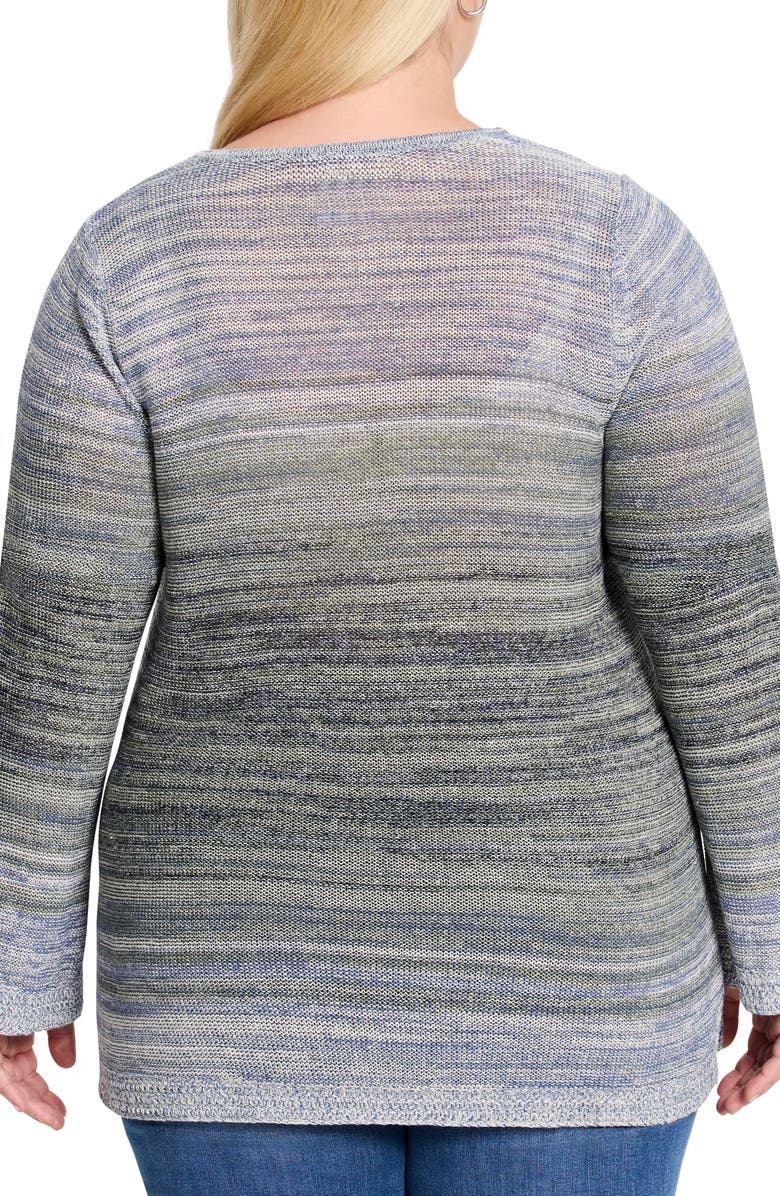 NIC+ZOE Hazy Shades Linen Blend Sweater, Alternate, color, Green Multi