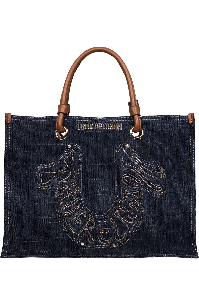 True Religion Andi Embroidered Horseshoe Tote, Main, color,