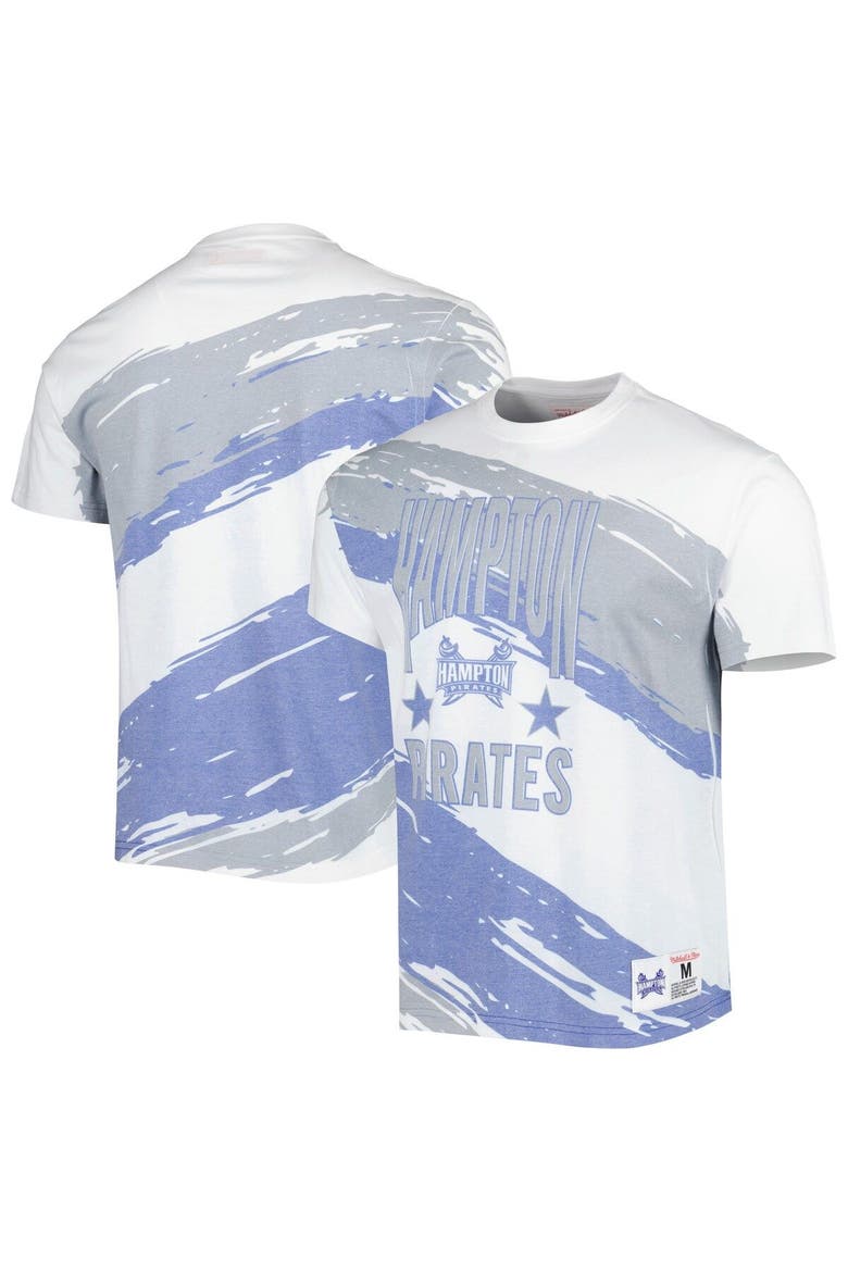 Men's Mitchell & Ness White Hampton Pirates Paintbrush Sublimated T-Shirt, Main, color, White