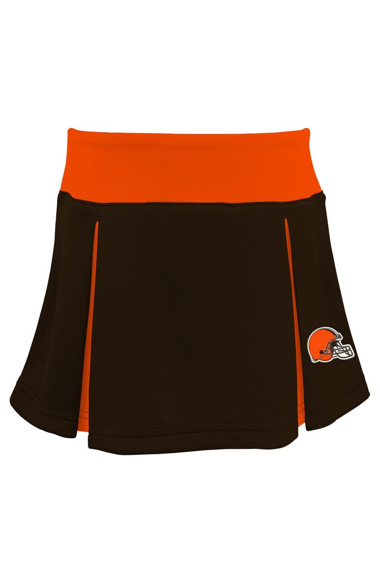 Outerstuff Girls Youth Brown/Orange Cleveland Browns Two-Piece Spirit Cheerleader Set, Alternate, color, Brown