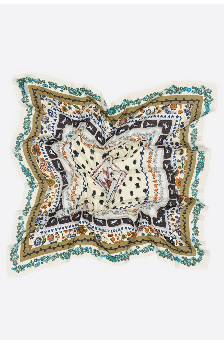 Bimba y Lola Graphic Floral Print Scarf, Alternate, color, Vanilla