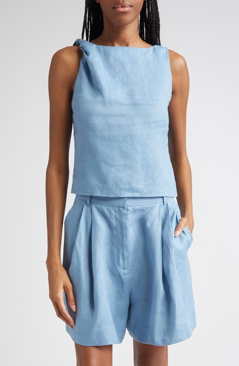 Boa Twisted Sleeveless Linen Top