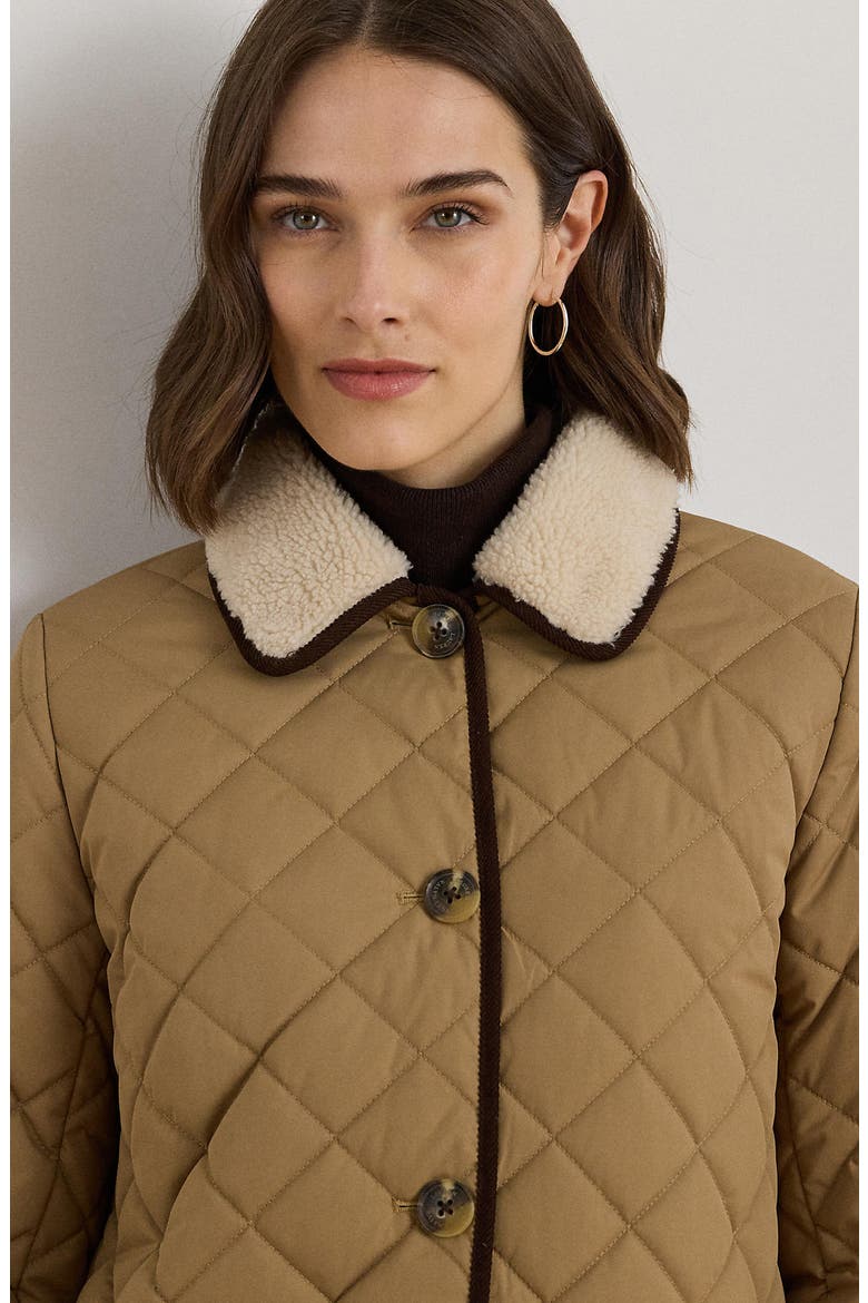 Corduroy Collar Diamond Quilted Coat, Alternate, color, CLASSIC CAMEL