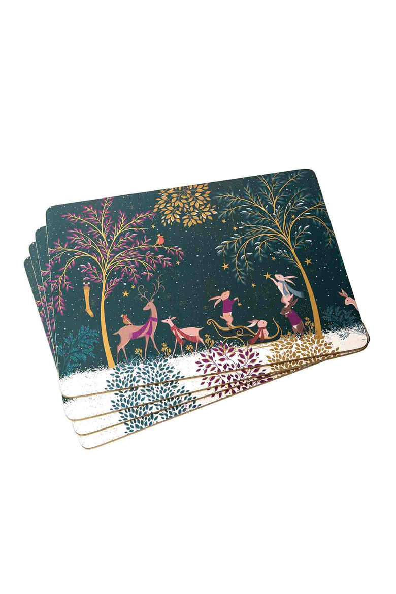Sara Miller Woodland Tales Set of 4 Cork Back Placemats, Main, color, Multi
