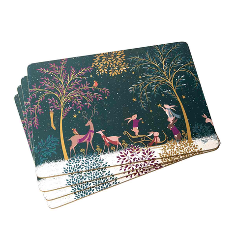 Sara Miller Woodland Tales Set of 4 Cork Back Placemats