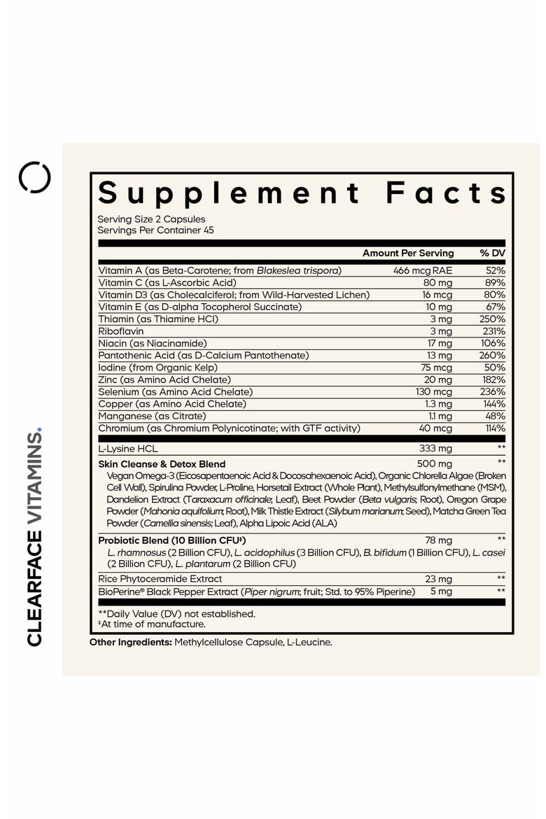Clearface Pantothenic Acid & Niacin Vitamins Supplement, Alternate, color, White
