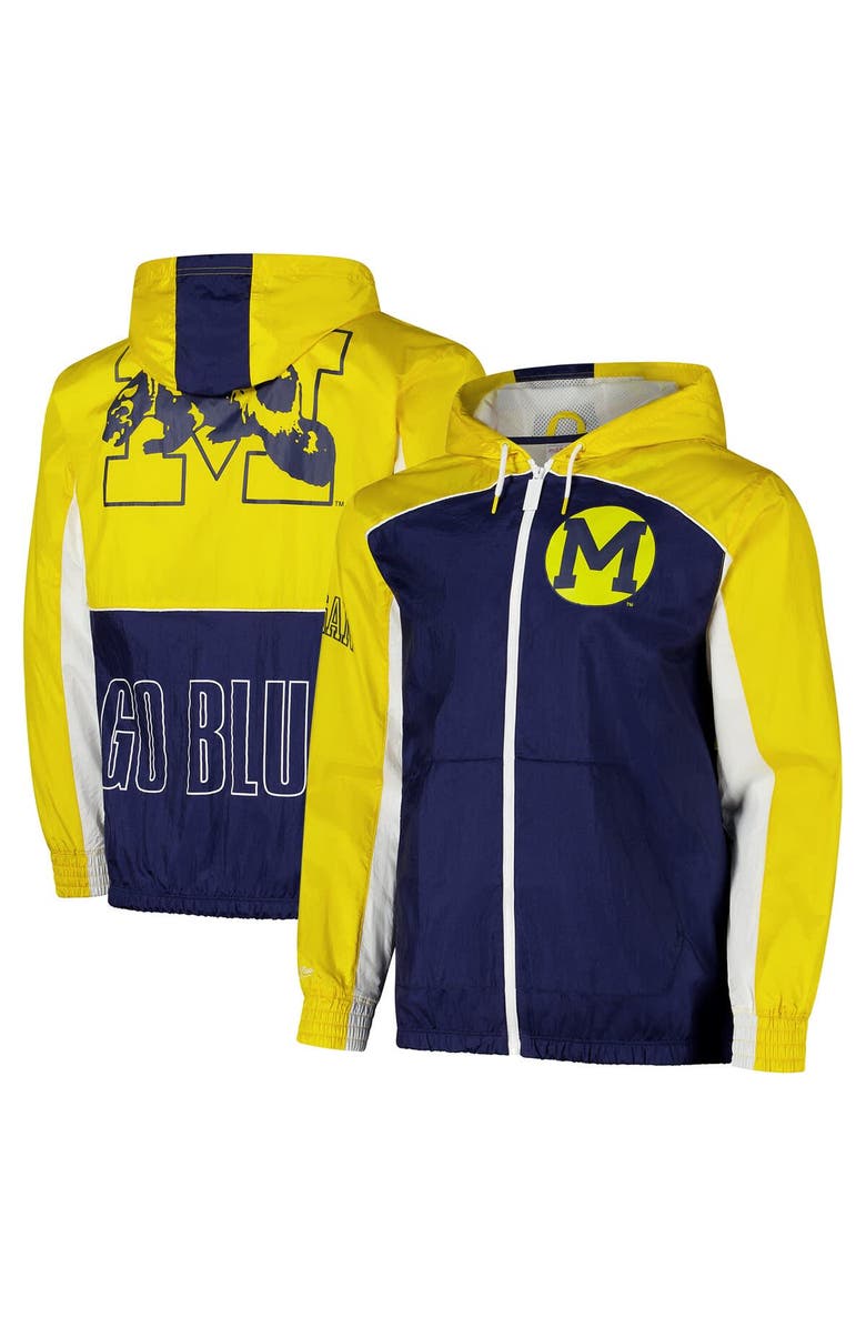 Mitchell & Ness Men's Mitchell & Ness Navy Michigan Wolverines Big Shot Premium Full-Zip Windbreaker, Alternate, color, Navy
