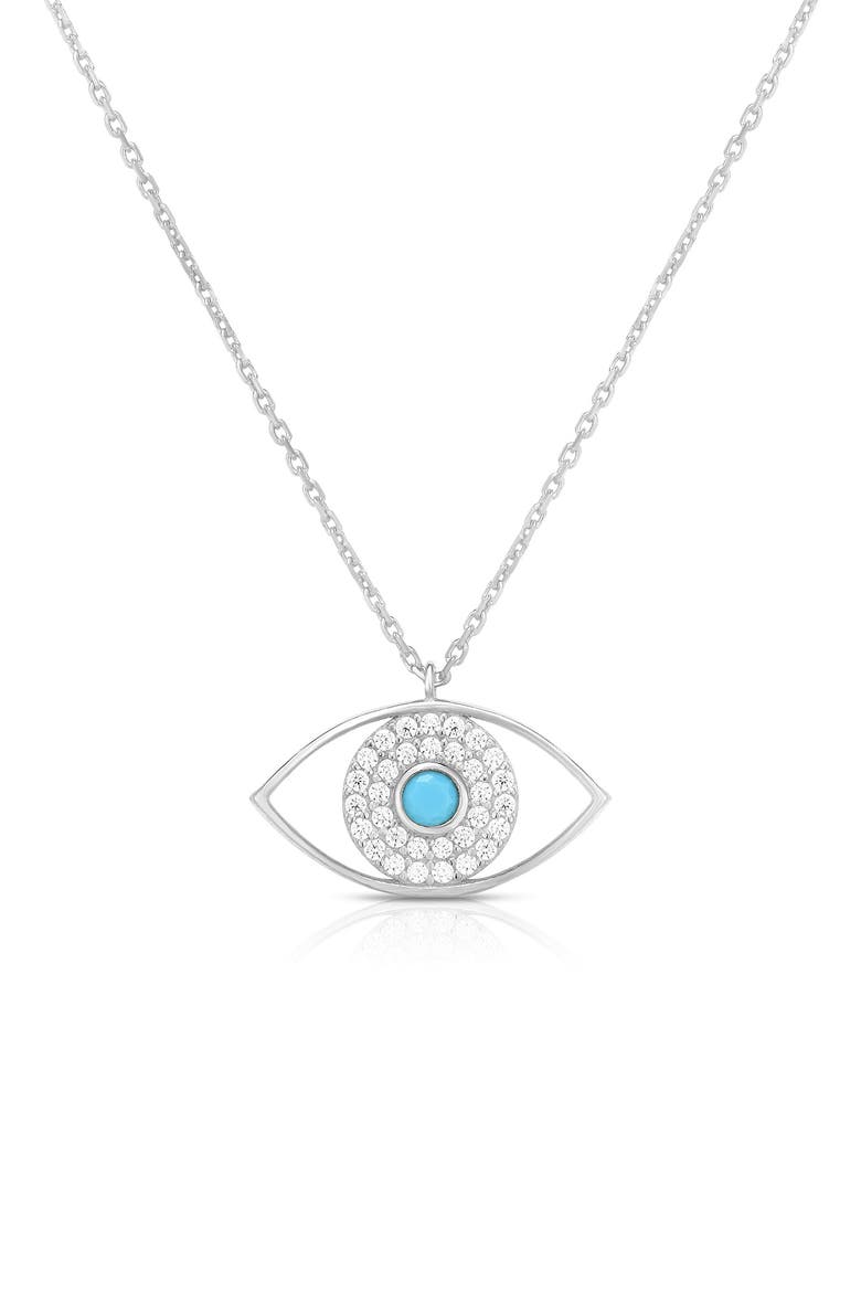 Synthetic Turquoise Evil Eye Pendant Necklace, Main, color, SILVER