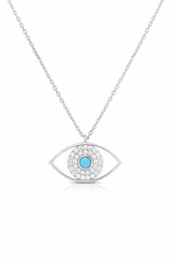 Synthetic Turquoise Evil Eye Pendant Necklace