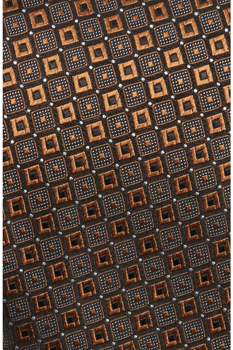 Embroidered Polka Dot Geo Silk Tie, Alternate, color, VICUNA