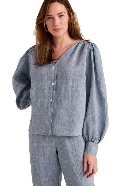 Linen V-Neck Blouse