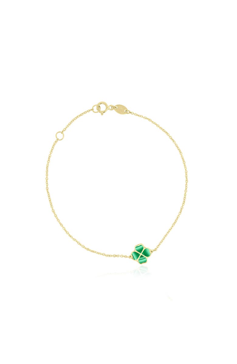 The Lovery Fine Jewelry Malachite Lucky Clover Bracelet, Main, color, Malachite