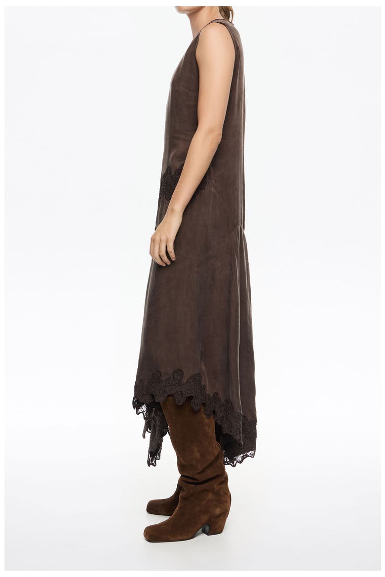 Lace Sleeveless Dress, Alternate, color, DARK BROWN