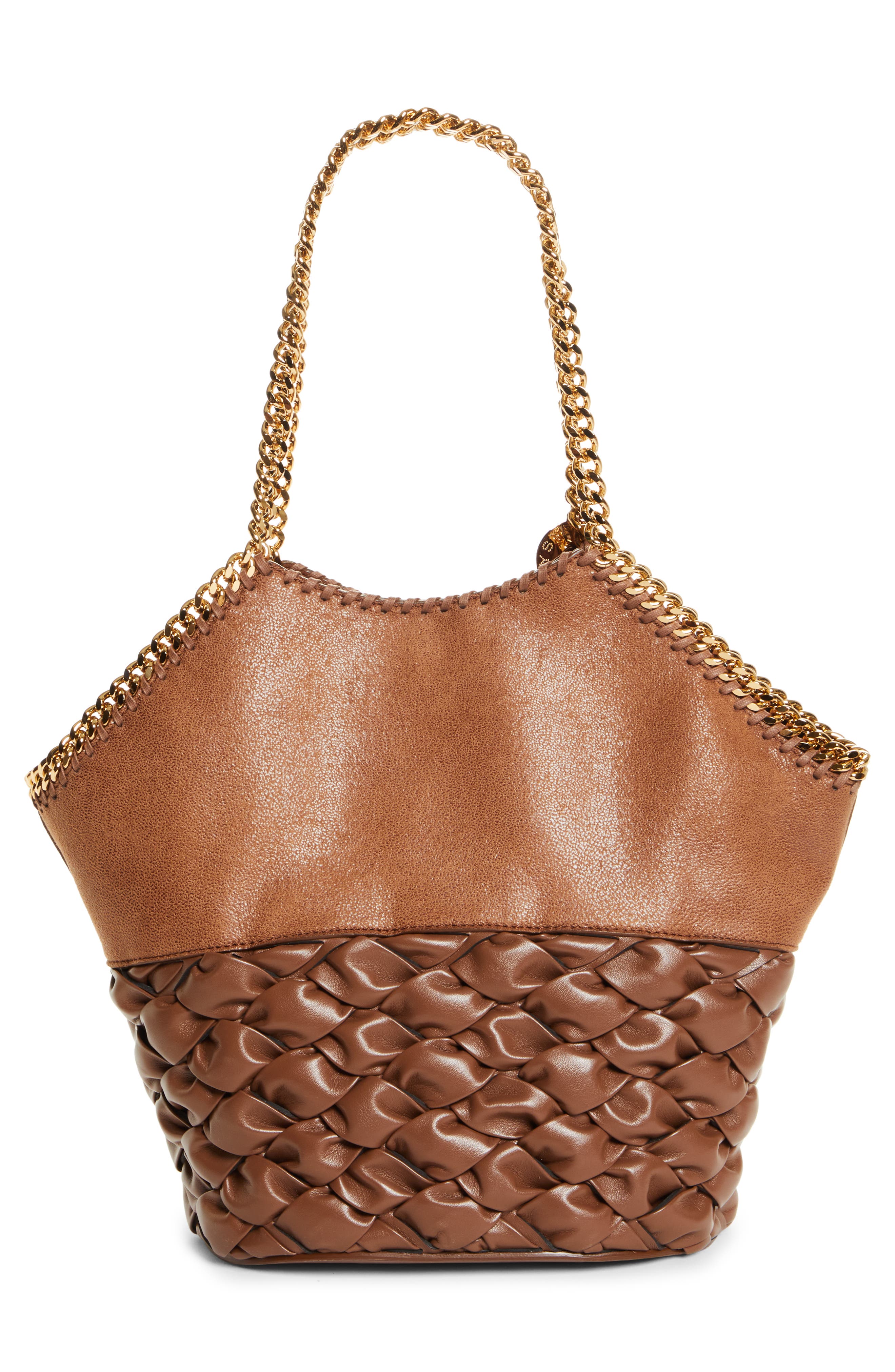 Medium Mixed Media Faux Leather Tote, Alternate, color, PECAN