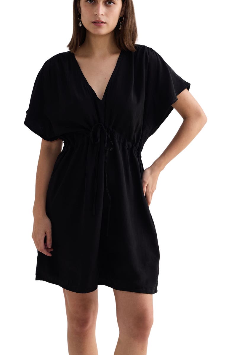 Reistor Short gathered Dress in Black, Alternate, color, Black