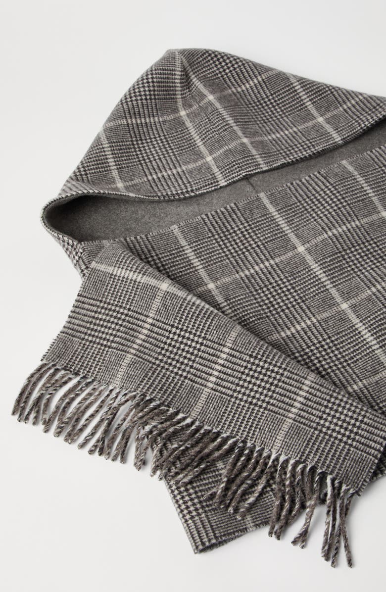 Brunello Cucinelli Prince of Wales scarf, Alternate, color, Brown