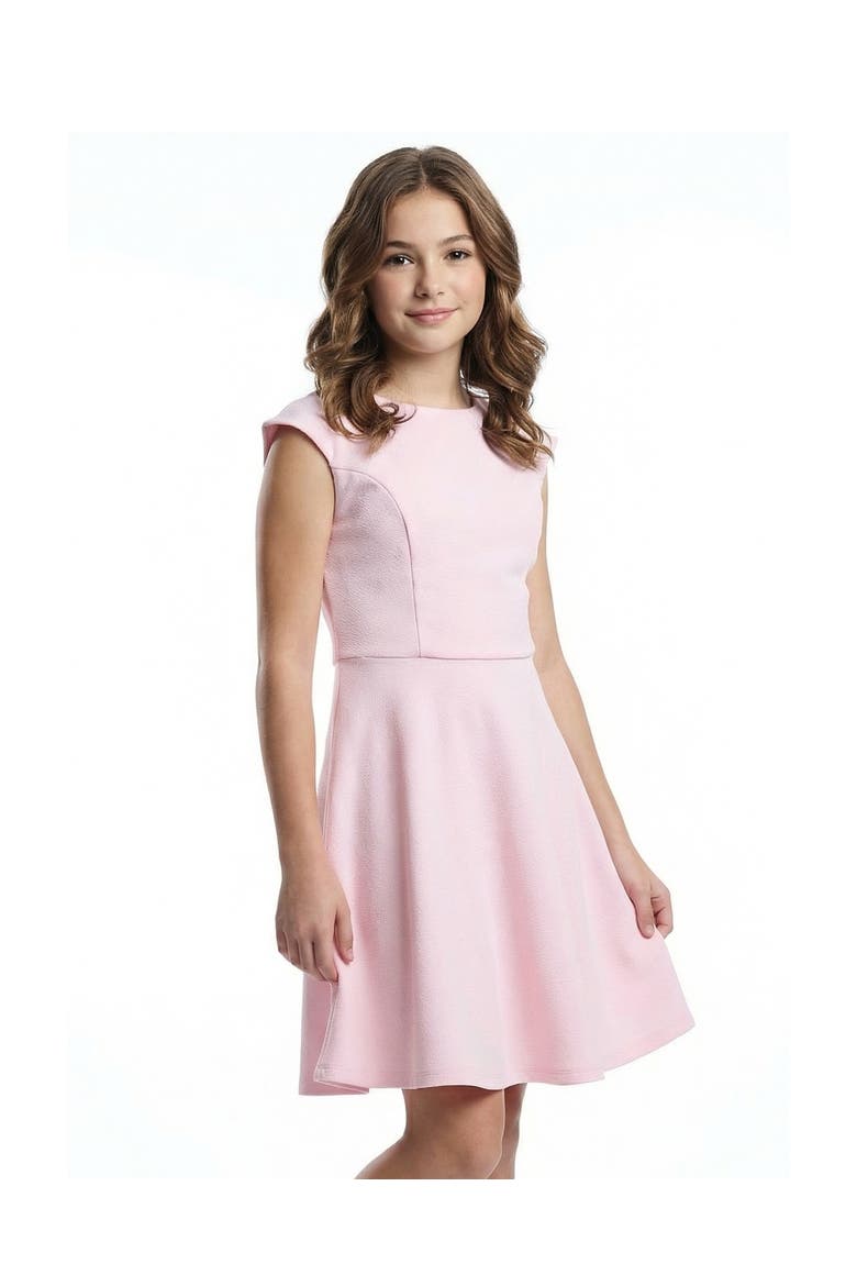 Textured Cap Sleeve Dress in Longer Length, Main, color, Light Pink