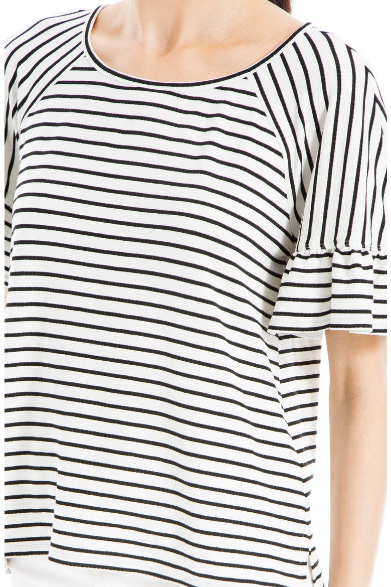 Stripe Flutter Sleeve Top, Alternate, color, WHITE/ BLACK
