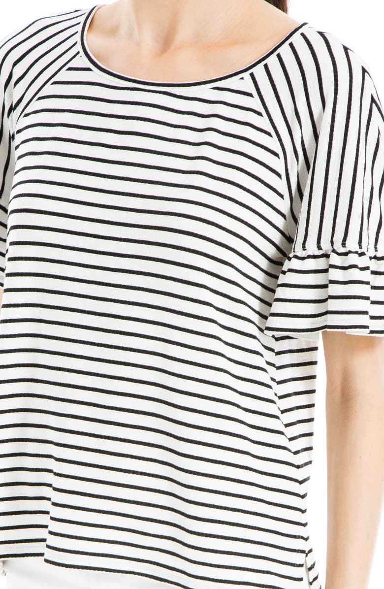 MAX STUDIO Stripe Flutter Sleeve Top, Alternate, color, White/ Black