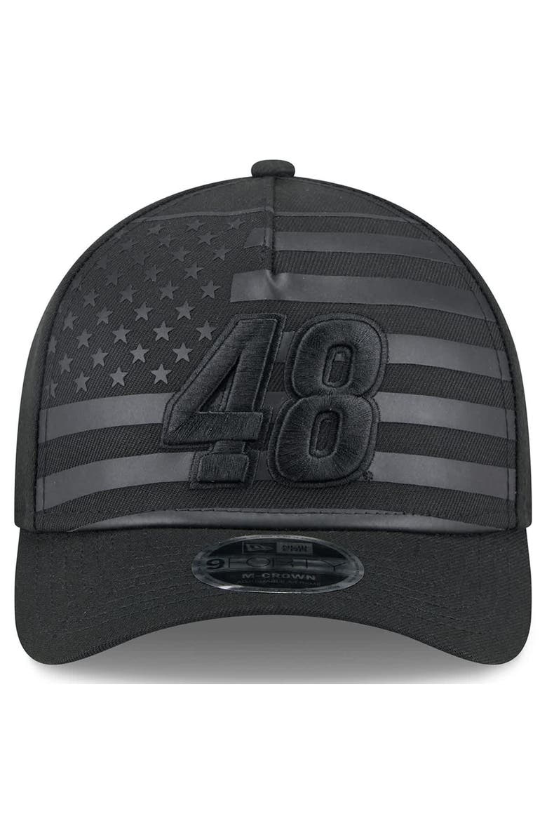 Men's New Era Black Alex Bowman American Flag 9FORTY M-Crown A-Frame Adjustable Hat, Alternate, color, Black