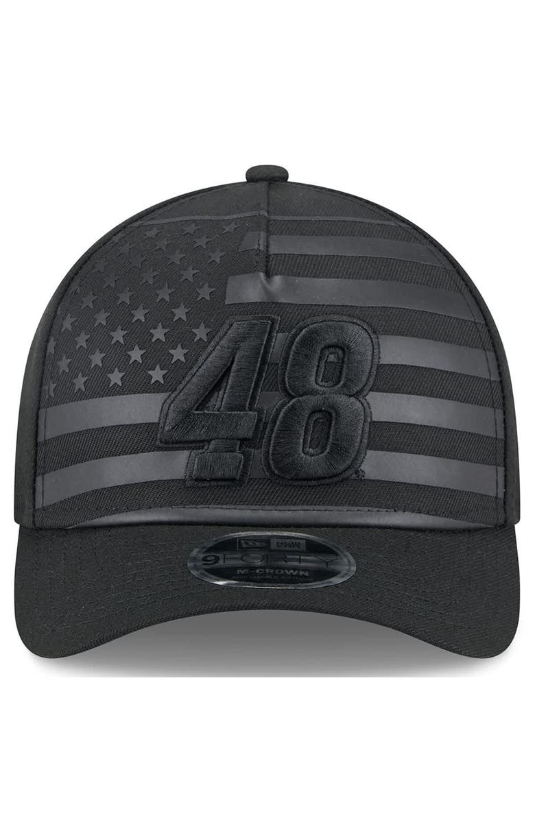 New Era Men's New Era Black Alex Bowman American Flag 9FORTY M-Crown A-Frame Adjustable Hat, Alternate, color, Black